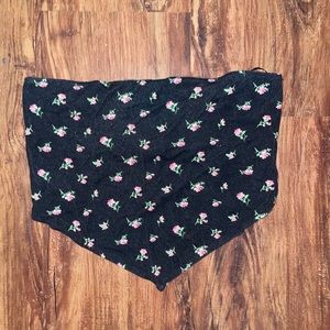 Floral open back strapless crop top